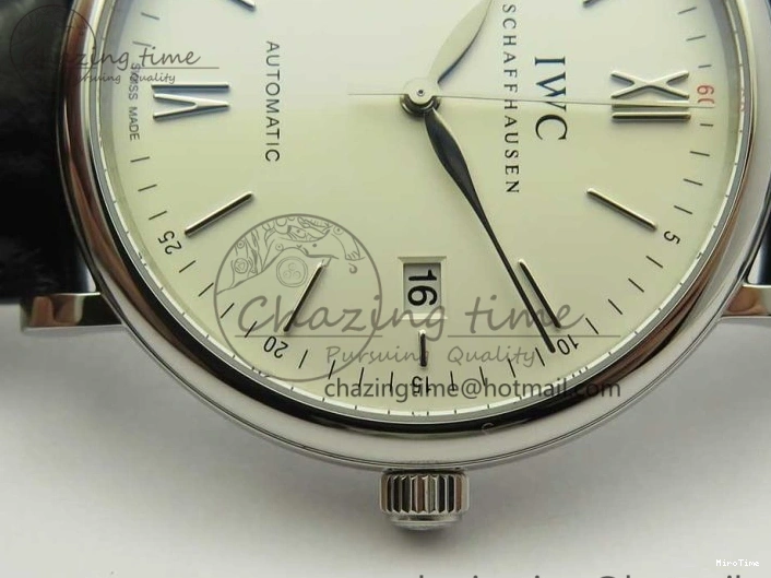 MIROTIME 0102 Portofino Automatic SS FKF 1:1 Best Edition White Dial SS Markers on Black Leather Strap A QuickDry 7138